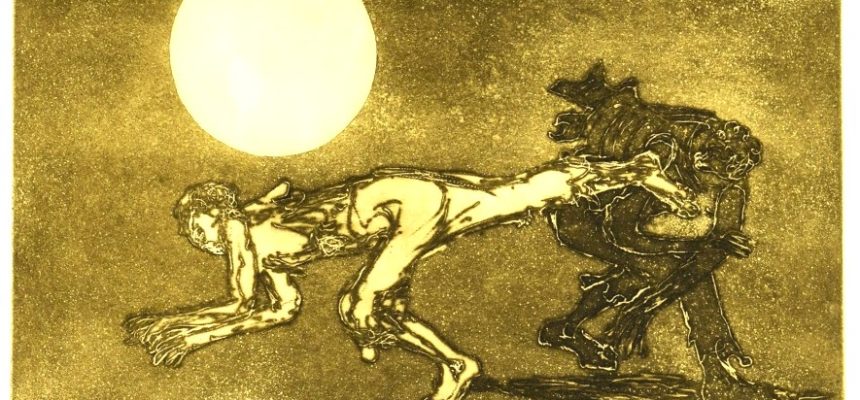 Clóvis Graciano. Capoeira. Gravura metal-talho doce. 1974.