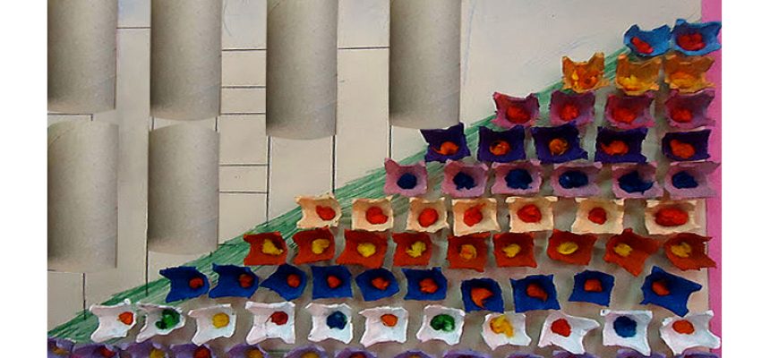 Releitura da tela "Operários", de Tarsila do Amaral. Feita por alunos do ensino fundamental.