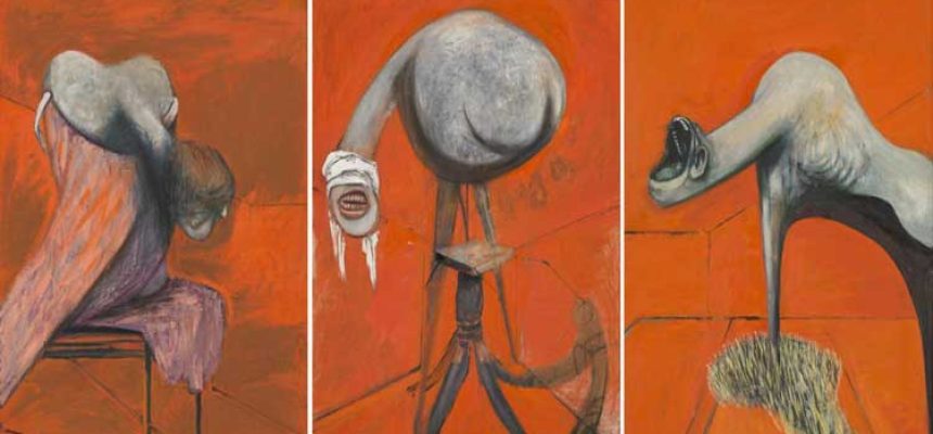 Francis Bacon, Three Studies for Figures at the Base of a Crucifixion, c. 1944