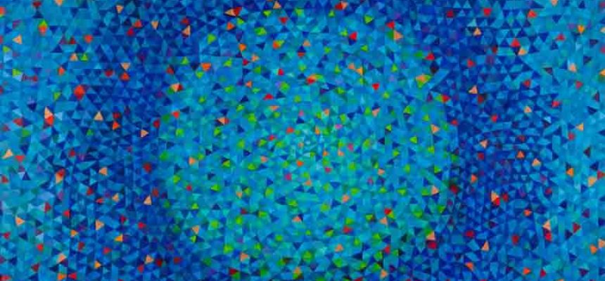 Marysia Portinari.  Uranus, o maravilhoso planeta que tem anéis de diamante e cor turquesa. Óleo sobre tela.